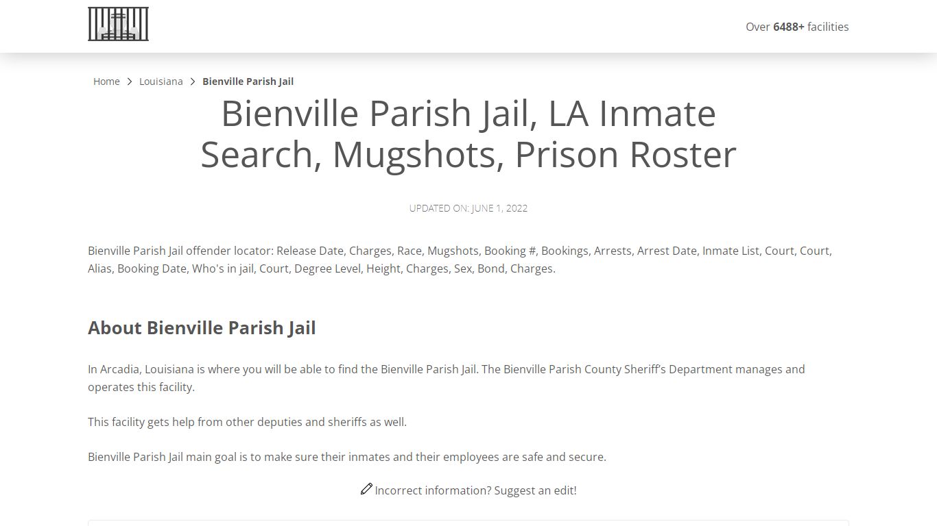 Bienville Parish Jail, LA Inmate Search, Mugshots, Prison ...