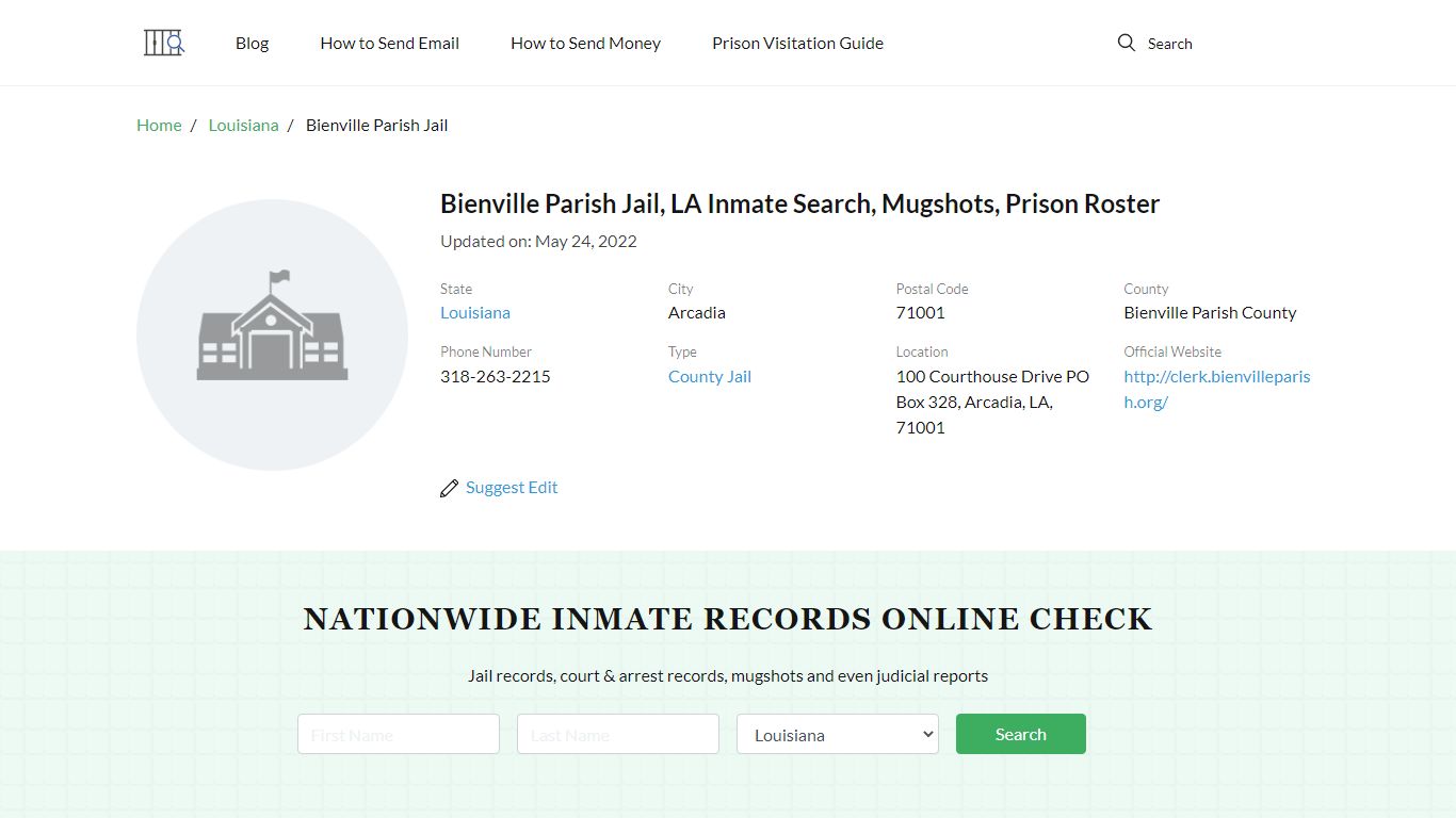 Bienville Parish Jail, LA Inmate Search, Mugshots, Prison ...